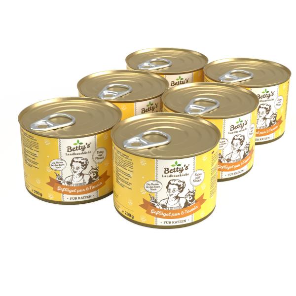 Bettys Landhausküche Katze Dose Geflügel pur (6 x 200g)